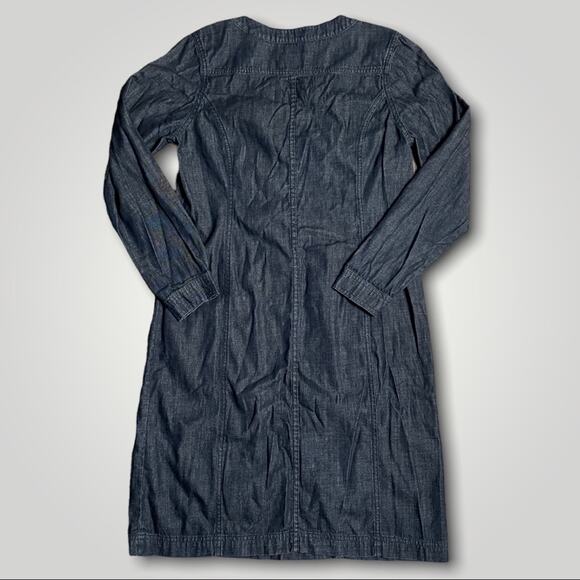 BODEN RUSTIC COUNTRY WESTERN BOHO COTTON DENIM BLUE DRESS 6L - Picture 3 of 8